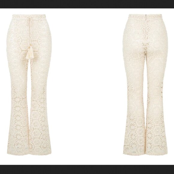 BNWT Spell Helena Crochet Lace Flare Bell Bottom Pants Boho Organic Cotton S - Picture 10 of 11